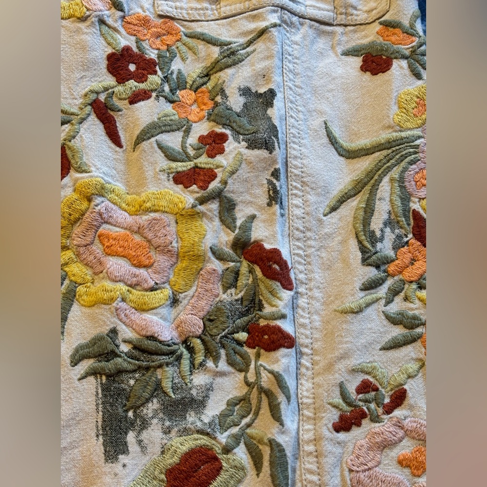 Pilcro Anthropologie Women’s Small Botanical Slim Linen Beach Cargo Pants - Picture 11 of 15